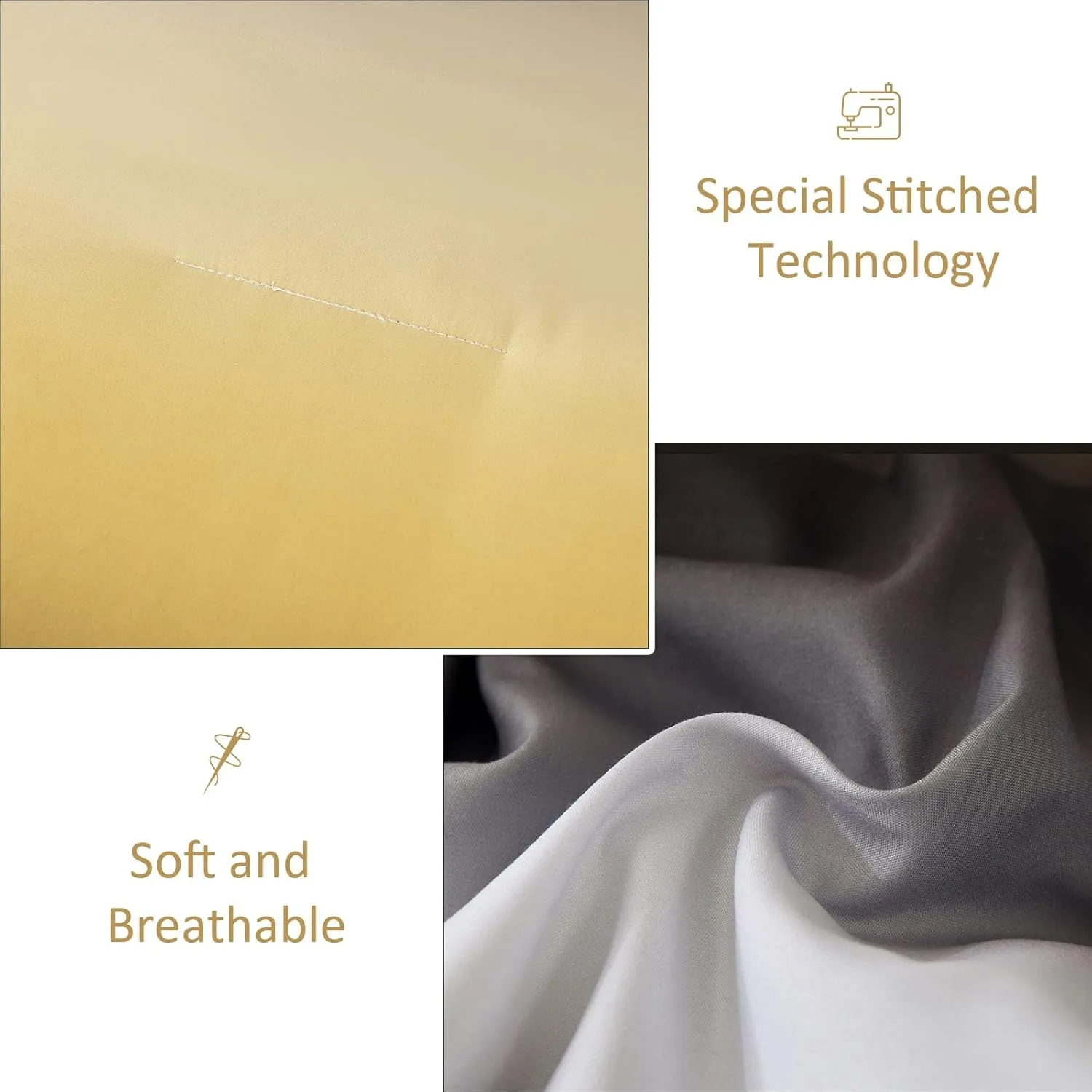 Dinjoy Boho Striped Ombre Yellow Comforter Set King Size Gradient Yellow Grey Bedding Set for Teen Men Women 7 Pieces Bed in A Bag Bed Set with Comforter, Sheets, Pillowcases & Shams