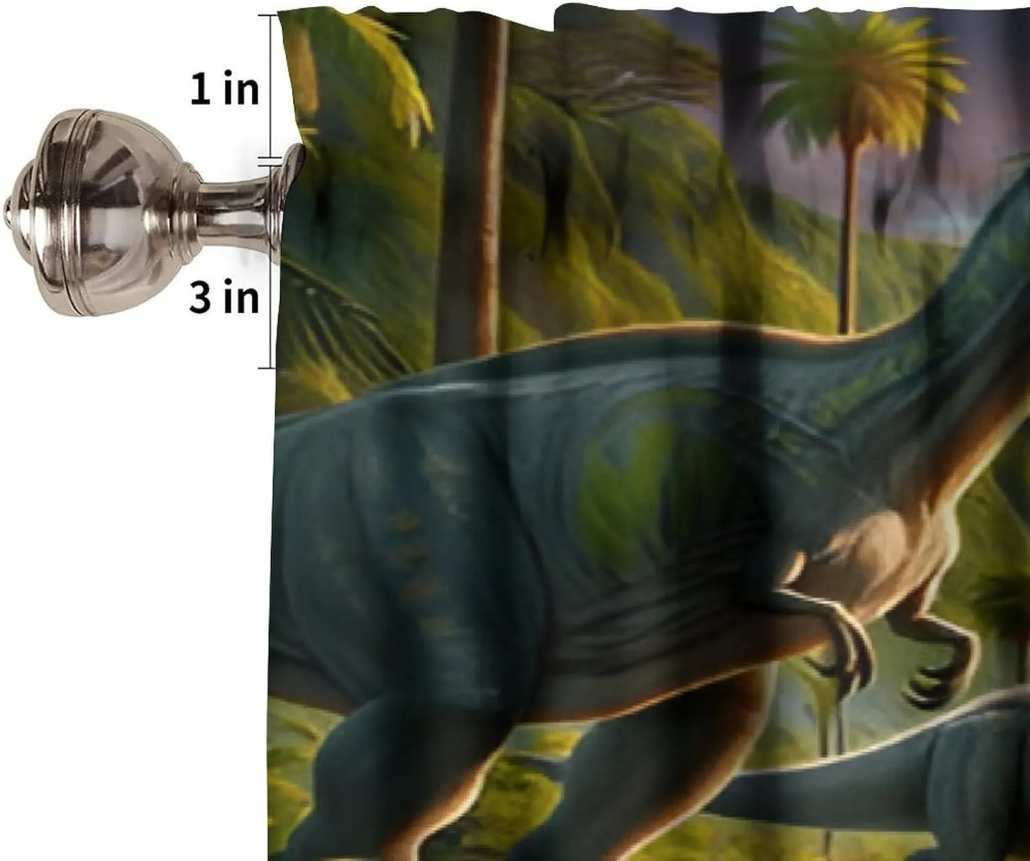 Dinosaur Valance Curtains, Wildlife Jungle Dino Curtain, Forest Volcano Cartoon Jurassic Animal Pattern Window Treatments Drapes for Nursery Boys Girl Room Bedroom Decor 54"W x 18"L (Pack of 1)