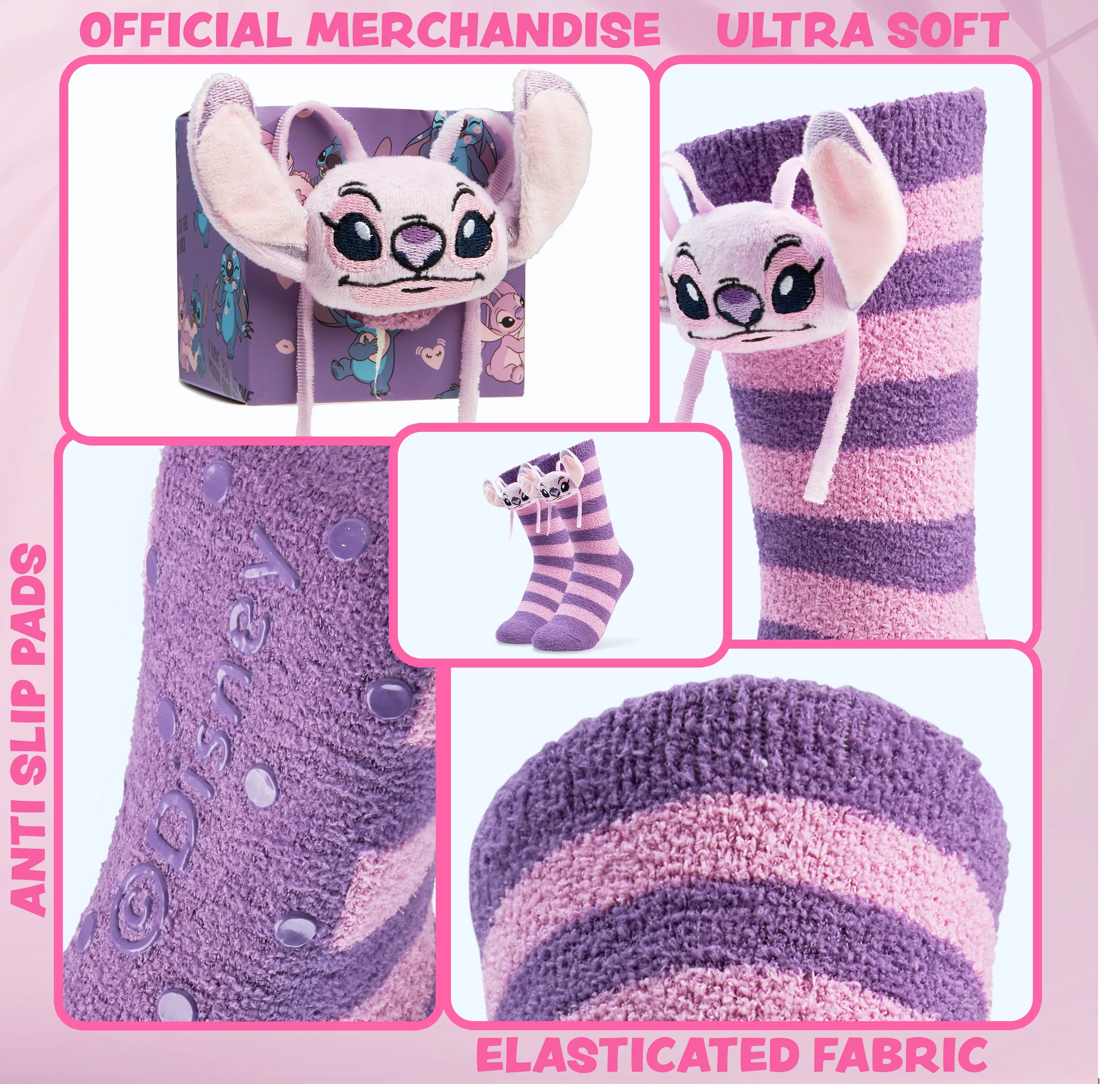 Disney Womens Fluffy Slipper Socks, Non Slip Bed Socks - Gifts for Her