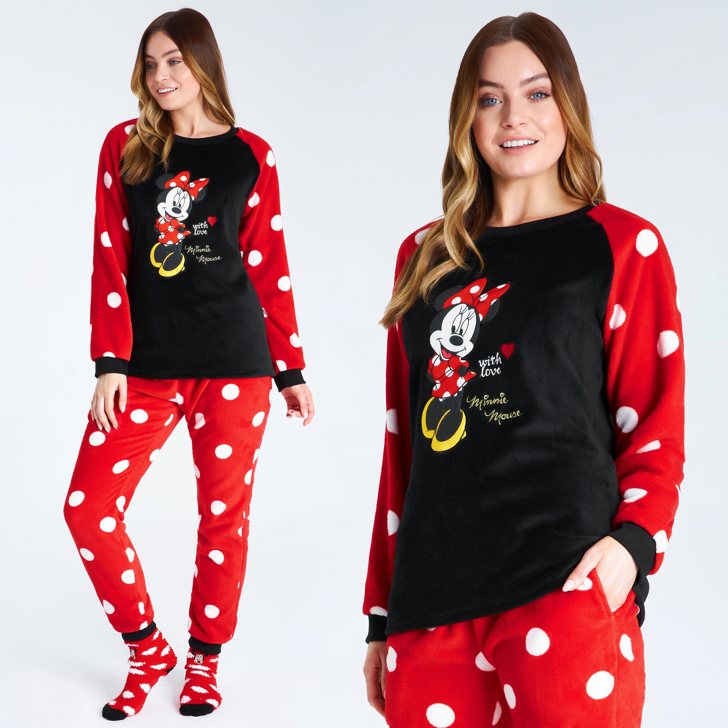 Disney Womens Pyjamas, Fleece Loungewear and Fluffy Socks Stitch Gift Set