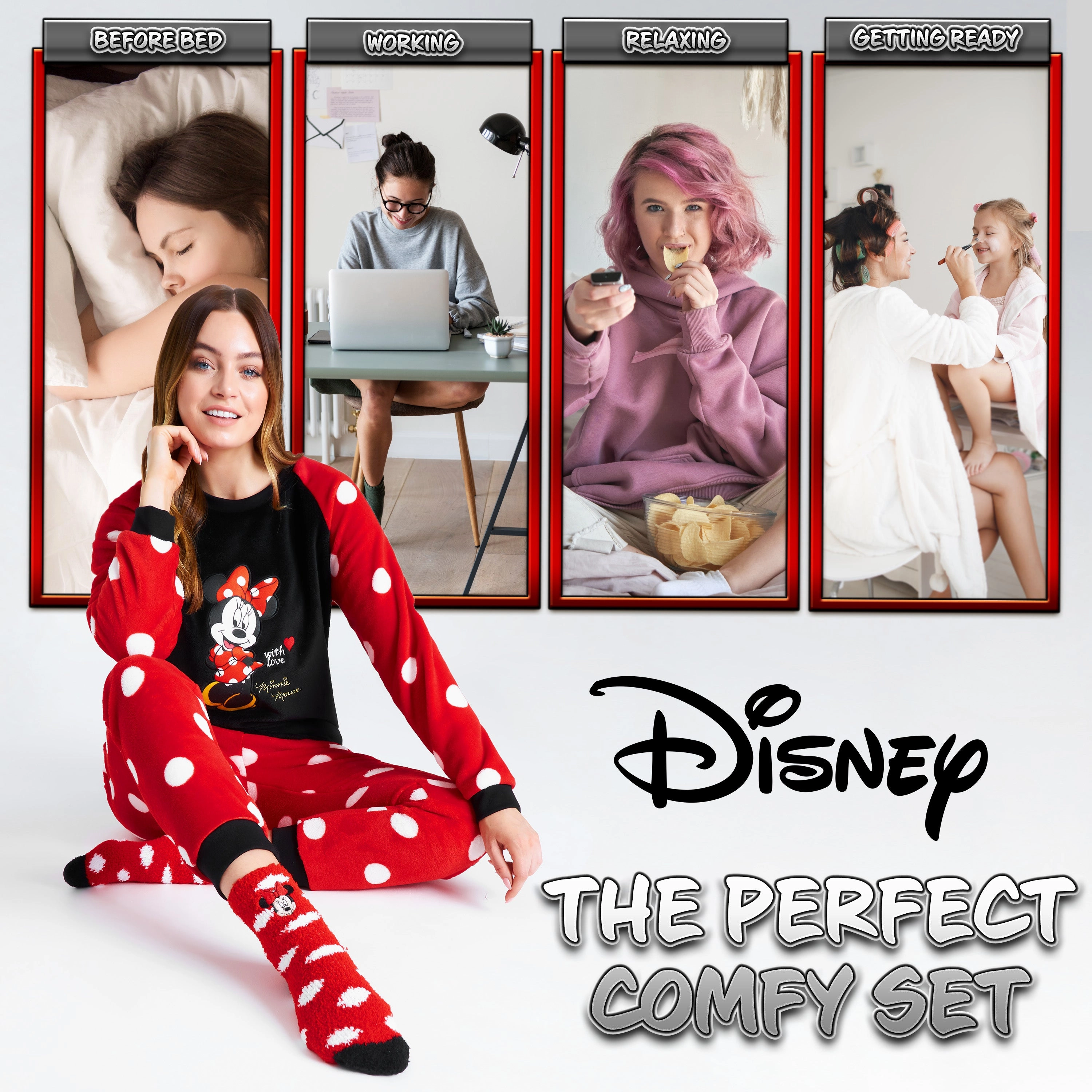Disney Womens Pyjamas, Fleece Loungewear and Fluffy Socks Stitch Gift Set