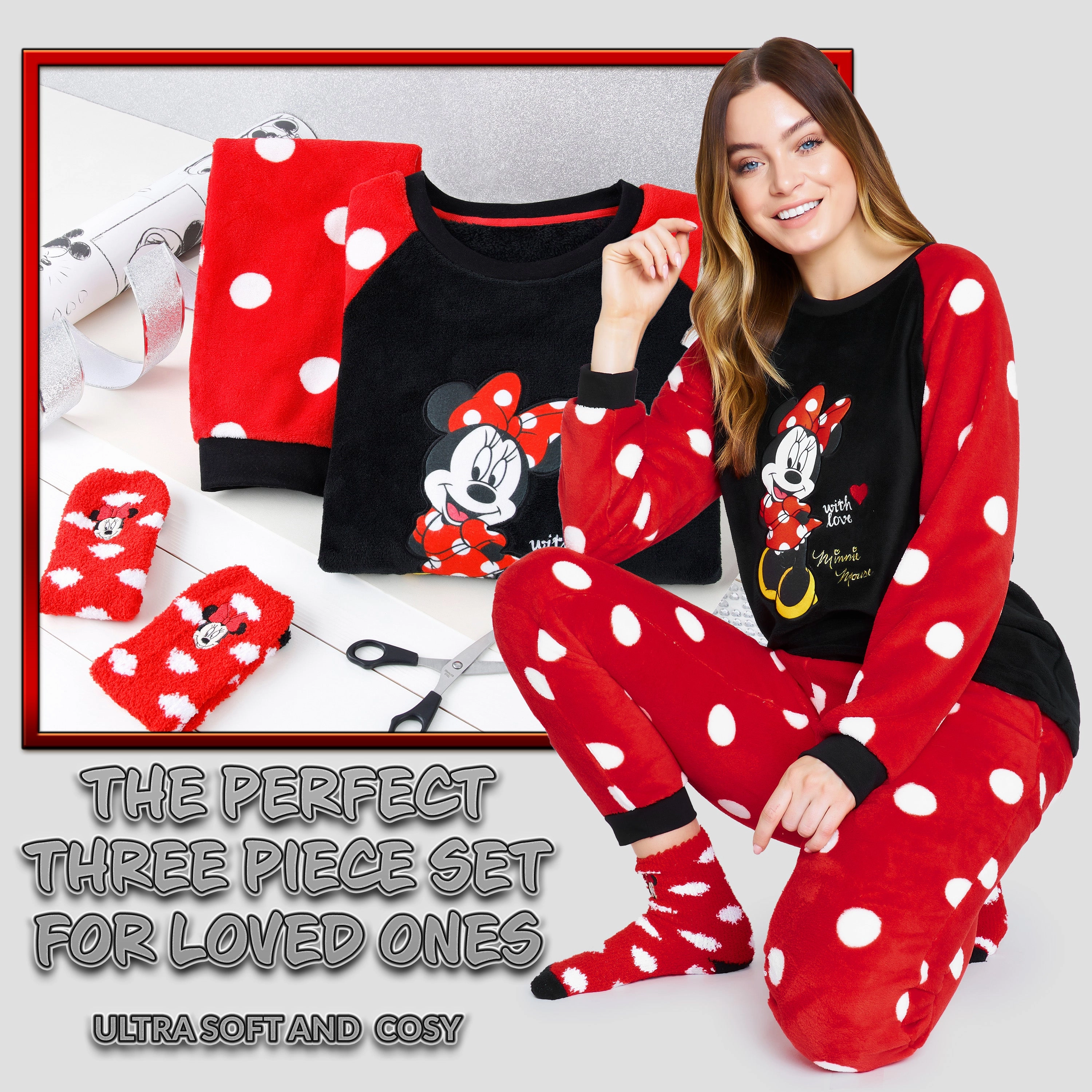 Disney Womens Pyjamas, Fleece Loungewear and Fluffy Socks Stitch Gift Set