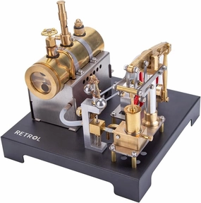 DIY Full Metal Beam Steam Engine Model Kit with Boiler, Lamp Scene, and Centrifugal Regulator - SE-01 Working Steam Engine Model (84-Piece Assembly Kit)