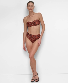 DKNY Women's Set U-Wire Bikini Top & Mid Rise Shirred Bottom with Tummy Control