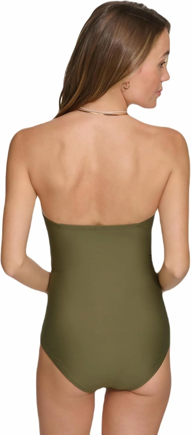 DKNY Women's Strapless Bandeau One Piece Swimsuit