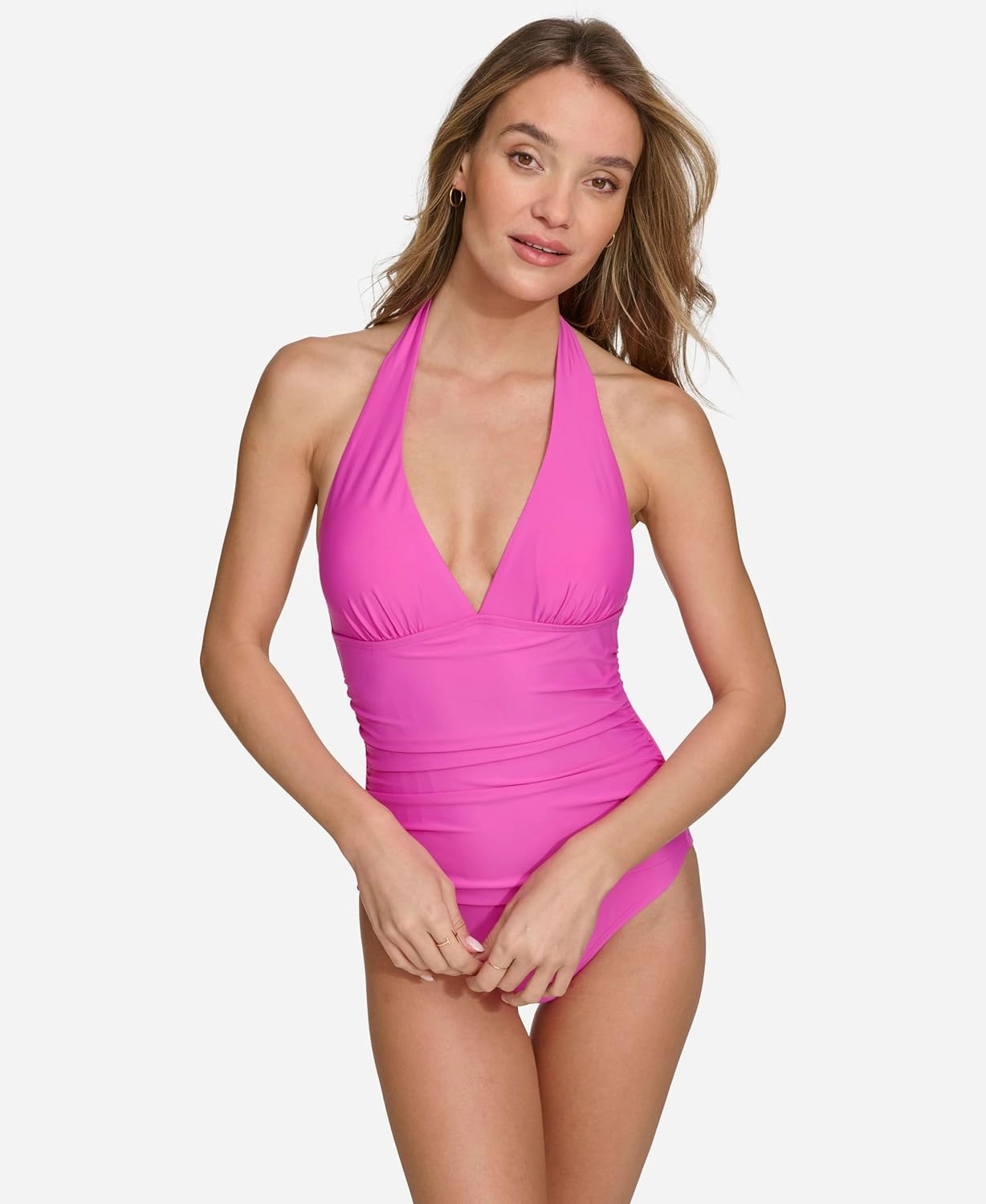 DKNY Women's Trangle Halter One Piece Swimsuit