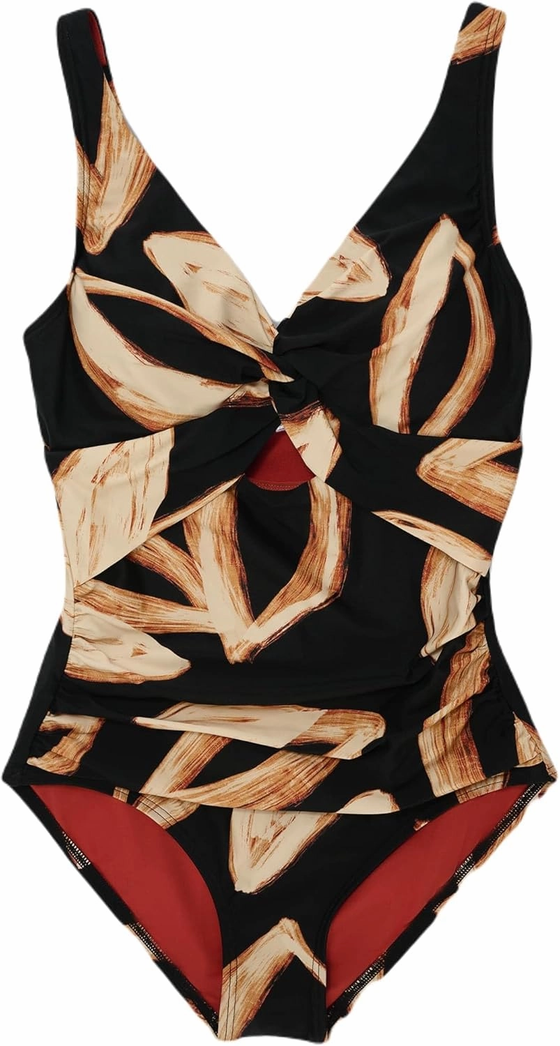 DKNY Women's Twist Front Keyhole One Piece Swimsuit