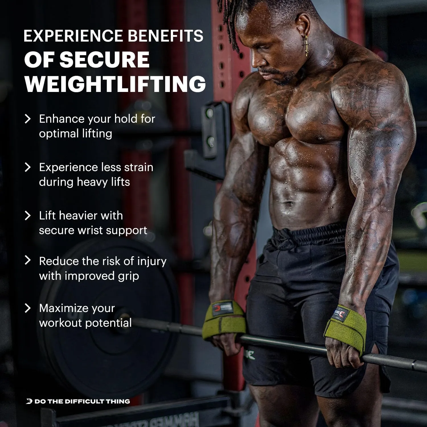 DMoose Fitness Figure 8 Lifting Straps for Weightlifting, Powerlifting & Deadlifts - Premium Quality Heavy Duty Support Straps For Bodybuilding - Enhances Grip Strength, Reduces Wrist Strain