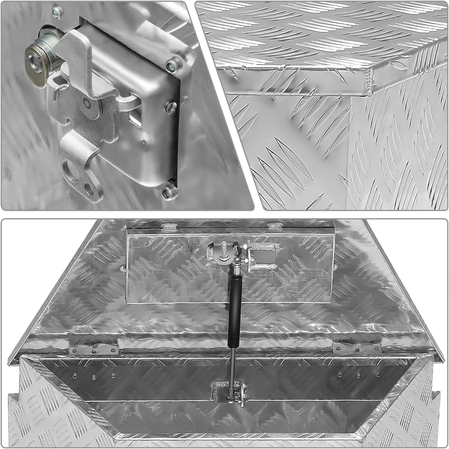 DNA MOTORING Trailer Tongue Box, Lockable Aluminum Truck Bed Tool Box - 26" X 11" X 12", Silver, TBOX-T5-011-ALU