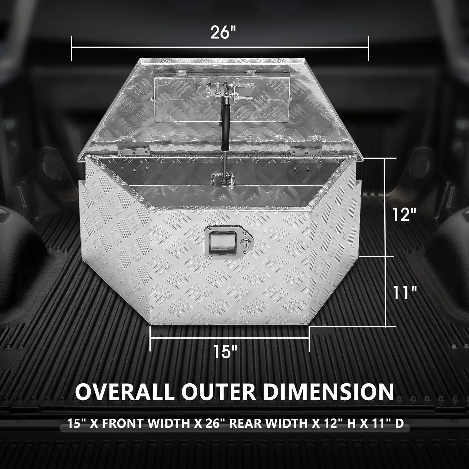 DNA MOTORING Trailer Tongue Box, Lockable Aluminum Truck Bed Tool Box - 26" X 11" X 12", Silver, TBOX-T5-011-ALU