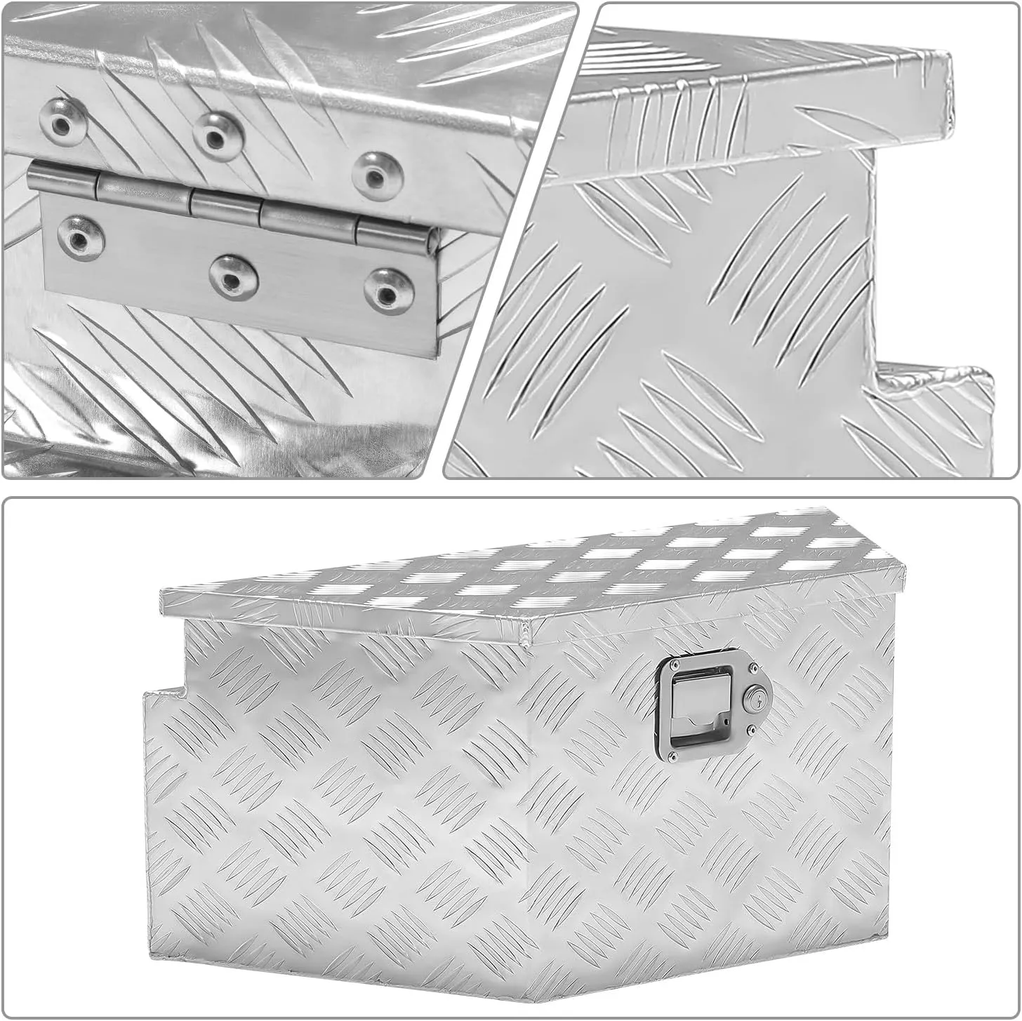 DNA MOTORING Trailer Tongue Box, Lockable Aluminum Truck Bed Tool Box - 26" X 11" X 12", Silver, TBOX-T5-011-ALU