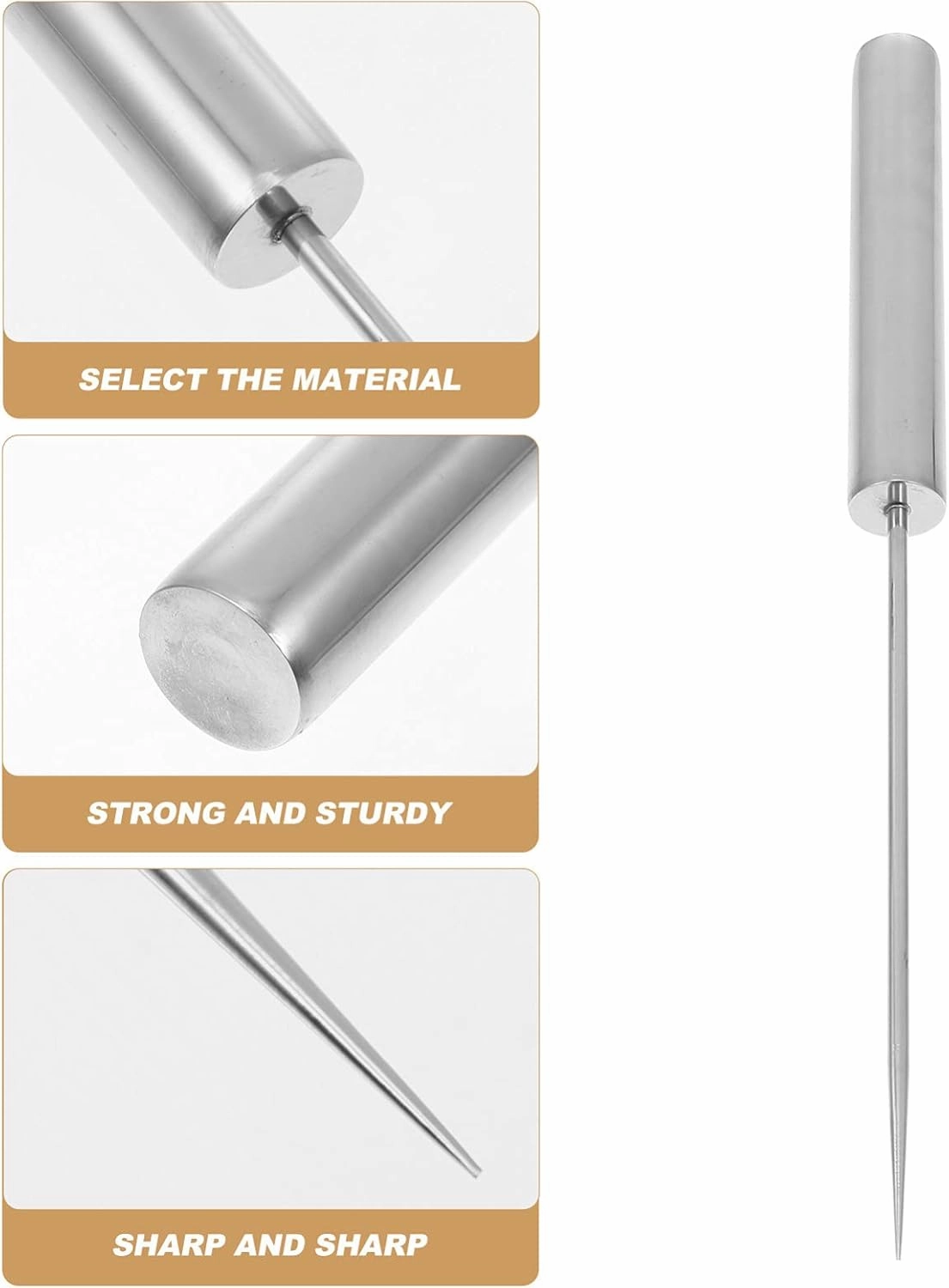 DOITOOL Stainless Steel Ice Pick Ice Crusher Ice Chisel Removal Pick Crushed Ice Tool for Kitchen Bars Bartender Picnics Camping And Restaurant 14 inch