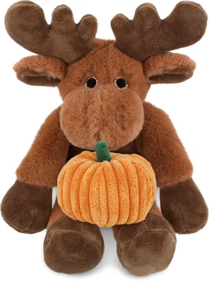 DolliBu Halloween Stuffed Animal Long Leg Moose Plush with Pumpkin - Long Leg Moose Stuffed Animal with Small Pumpkin Plush Perfect Halloween Plush Toys, Halloween Stuffed Animal - 10.5 Inches