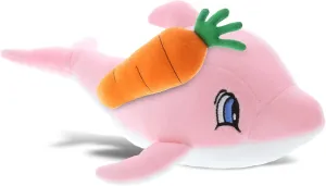 DolliBu Happy Easter Baby Soft Plush Pink Dolphin with Carrot - Cute Stuffed Animals with Carrot Plush Toy, with Name Personalization, Spring Easter Plush Animal - 5 Inches