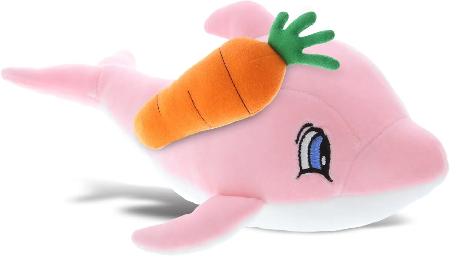 DolliBu Happy Easter Baby Soft Plush Pink Dolphin with Carrot - Cute Stuffed Animals with Carrot Plush Toy, with Name Personalization, Spring Easter Plush Animal - 5 Inches
