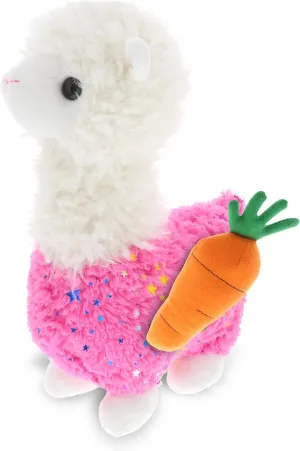 DolliBu Happy Easter Sparkling Pink Llama Soft Plush with Carrot - Cute Stuffed Animals with Carrot Plush Toy, Spring Easter Plush Animal - 11.5 Inches