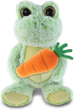 DolliBu Happy Easter Super Soft Plush Sitting Frog with Carrot - Cute Stuffed Animals with Carrot Plush Toy, with Name Personalization, Spring Easter Plush Animal - 9 Inches