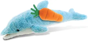 DolliBu Happy Easter Super Soft Plush Small Dolphin with Carrot - Cute Stuffed Animals with Carrot Plush Toy, with Name Personalization, Spring Easter Plush Animal - 14 Inches