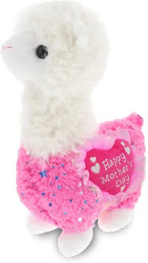 DolliBu Happy Mother's Day Super Soft Plush Sparkle Pink Llama Figure - Cute Stuffed Animal with Pink Heart Message for Best Mommy, Grandma, Wife, Daughter - 11.5" Inch