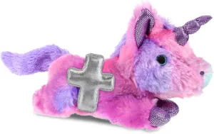 DolliBu Monday Pink Unicorn Stuffed Animal with Silver Cross Plush - Religious Baptism Gifts for Boys and Girls, Dedication Christening Gifts Plush Prayer Toy Healing Teddy Bear - 10.5 Inches