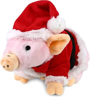 DolliBu Santa Squat Piggy Stuffed Animal Plush Toy - Super Soft Stuffed Pig Dress Up with Red Santa Claus Outfit, Cute Piggy Farm Life Gift, Perfect with Name Personalization - 7 Inches