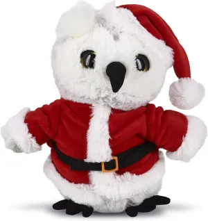 DolliBu Santa White Owl Stuffed Animal Plush Toy - Super Soft Wild Animal Dress Up with Red Santa Claus Outfit, Cute Wildlife Gift, Perfect Holiday 8.5 Inch