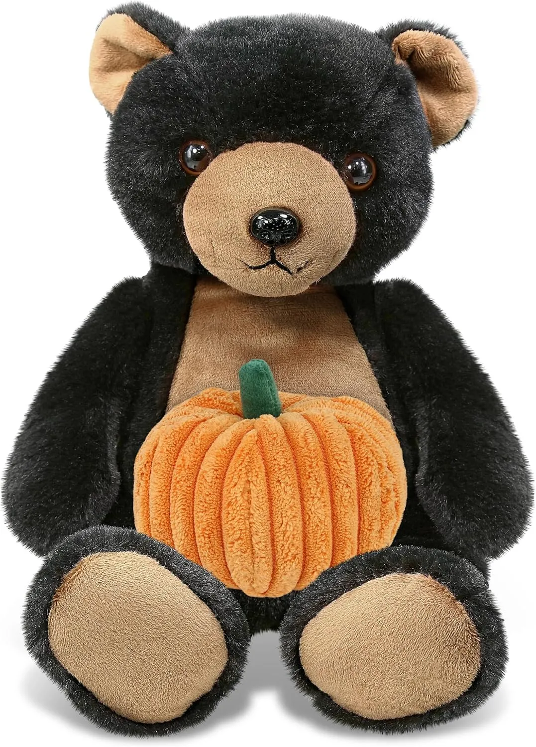 DolliBu Super Soft Black Bear Stuffed Animal with Pumpkin Decor and Name Personalization - Pumpkin Plush Animal for Fall, Halloween and Thanksgiving, Pumpkin Toy for Baby, Kids, Adults - 9 Inches