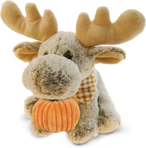 DolliBu Super Soft Floppy Moose Stuffed Animal with Pumpkin Decor and Name Personalization - Pumpkin Plush Animal for Fall, Halloween and Thanksgiving - 12 Inches