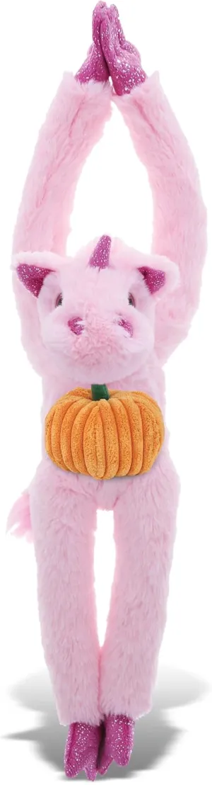 DolliBu Super Soft Long Arms Unicorn Stuffed Animal with Pumpkin Decor, Name Personalization - Pumpkin Plush Animal for Fall, Halloween and Thanksgiving for Baby, Kids, Adults - 21 Inch