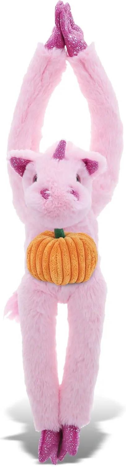 DolliBu Super Soft Long Arms Unicorn Stuffed Animal with Pumpkin Decor, Name Personalization - Pumpkin Plush Animal for Fall, Halloween and Thanksgiving for Baby, Kids, Adults - 21 Inch