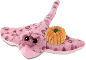 DolliBu Super Soft Pink Rose Stingray Stuffed Animal with Pumpkin Decor - Pumpkin Plush Animal for Fall, Halloween and Thanksgiving, Pumpkin Toy for Baby, Kids, Adults - 15 Inches