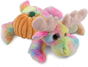 DolliBu Super Soft Plush Rainbow Lying Moose Stuffed Animal with Pumpkin Decor - Pumpkin Plush Animal for Fall, Halloween and Thanksgiving, Pumpkin Toy for Baby, Kids, Adults - 9.5 Inches