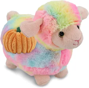 DolliBu Super Soft Plush Rainbow Sheep Stuffed Animal with Pumpkin Decor - Pumpkin Plush Animal for Fall, Halloween and Thanksgiving, Pumpkin Toy for Baby, Kids, Adults - 7 Inches