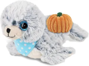 DolliBu Super Soft Plush Sea Lion Stuffed Animal with Pumpkin Decor and Name Personalization for Fall, Halloween and Thanksgiving for Baby, Kids, Adults - 8 Inches