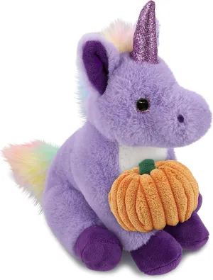 DolliBu Super Soft Purple Unicorn Stuffed Animal with Pumpkin Plush Decor - Unicorn Pumpkin Plush Animal for Fall, Halloween and Thanksgiving, Pumpkin Plush Toy for Baby, Kids, Adults - 9 Inches