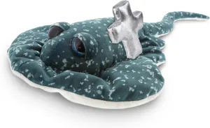 DolliBu Wild Collection Spotted Grey Ray Stuffed Animal with Silver Cross Plush - Baptism Gifts for Boys and Girls, Dedication Christening Gifts Plush Prayer Toy Healing Teddy Bear - 15 Inches