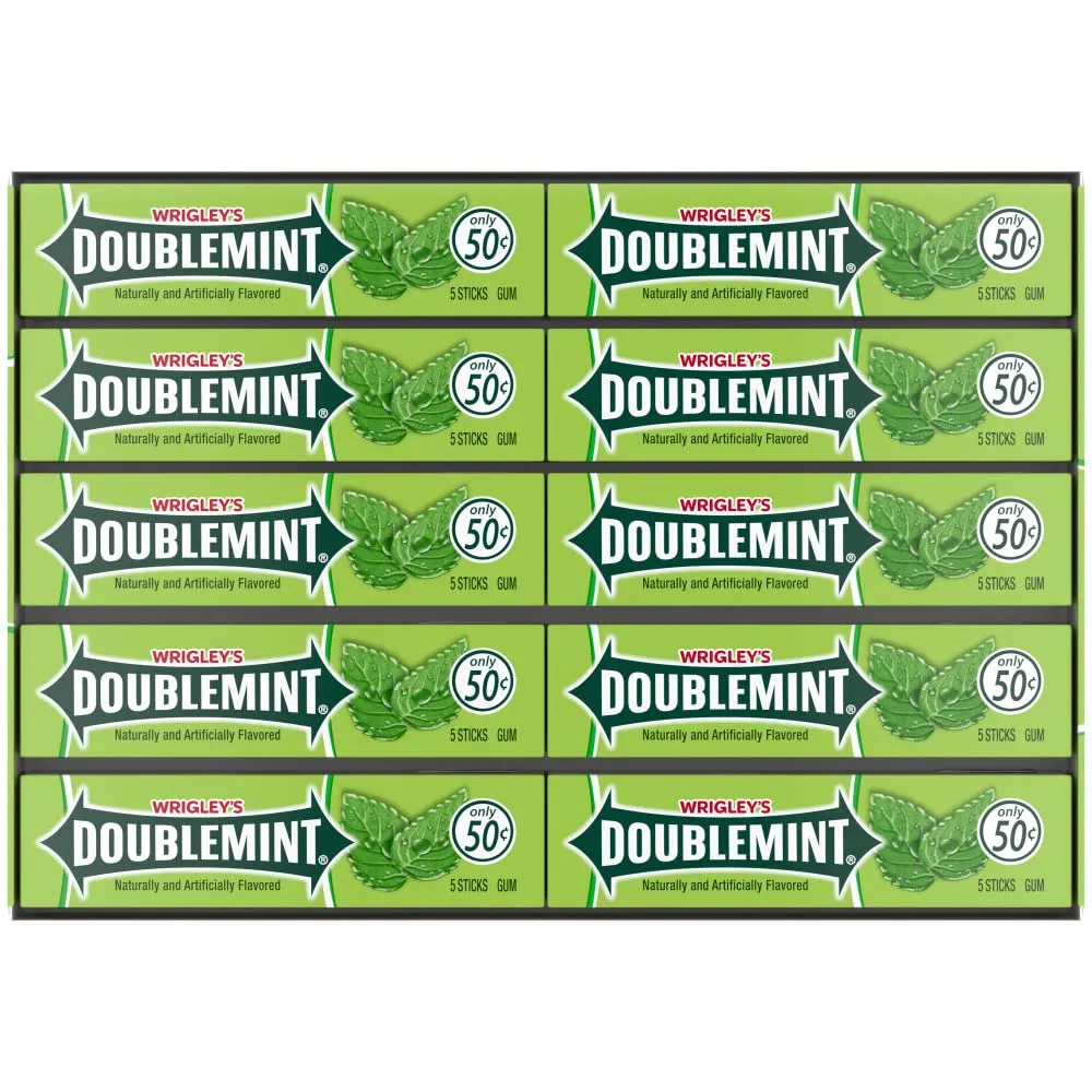 DOUBLEMINT WRIGLEY'S DOUBLEMINT Chewing Gum Bulk Pack, 5 Stick (Pack of 40)