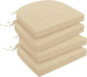 downluxe Outdoor Chair Cushions Set of 4 for Patio Furniture, Water-Resistant Patio Chair Cushions with Ties, High Density Foam Outdoor Seat Cushion, 17" X 16" X 2", Beige