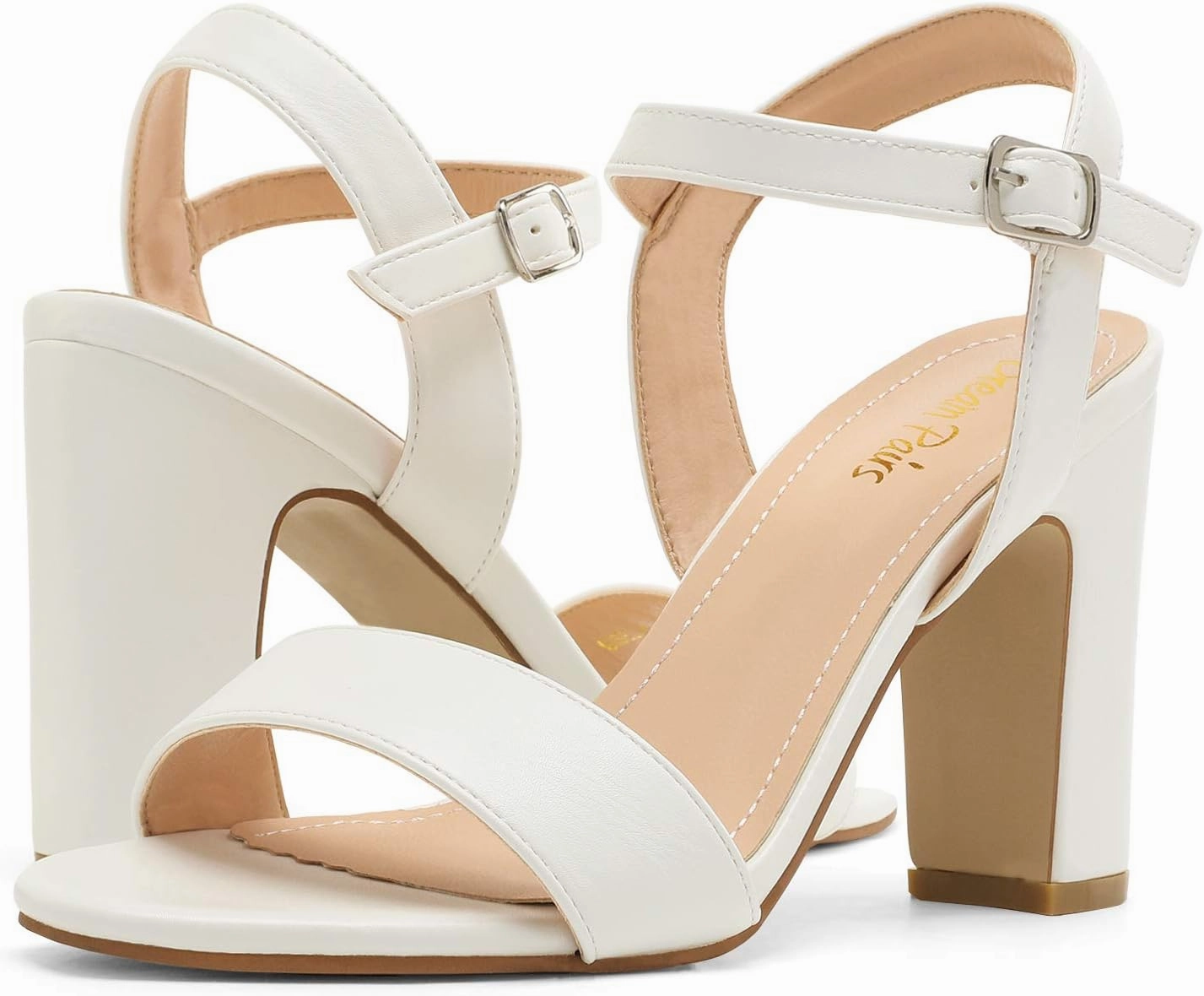 DREAM PAIRS Women's Chunky Heels Open Toe Ankle Strap High Block Comfy Dress Heel Sandals Pumps Shoes