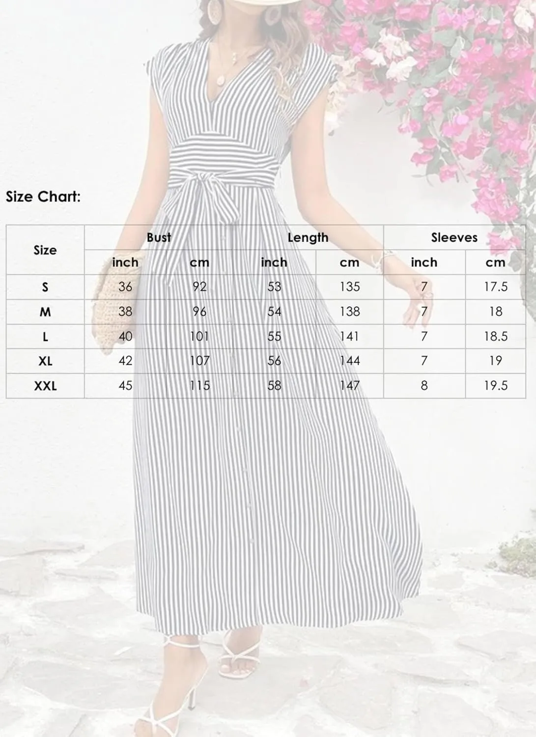 Dresses for Women Summer Classy Navy Striped V-Neck Short Sleeve Tied Waist Maxi Dress Fashion Going Out Flowy Outfits