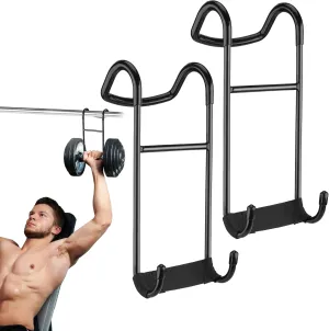 Dumbbell Spotter Hooks, 2-Pack Upgraded 250 lbs Heavy Duty Rack Attachments for Bench Press, Chest & Shoulder Workouts, Safety Hangers with Wrist Straps