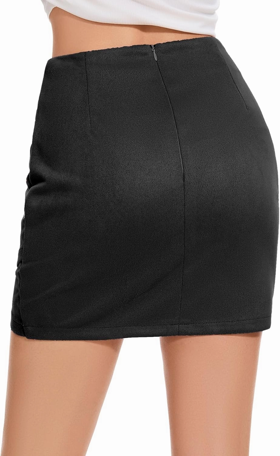 Dxyufazhe Womens Sexy High Waist Faux Suede Ruched Mini Skirt Casual Bodycon Short Wrap Skirt