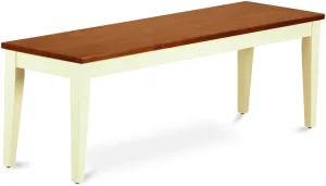 East West Furniture Nib-WHI-W Nicoli Dining Room Bench with Wood Seat, 54x15x17 Inch, Buttermilk & Cherry