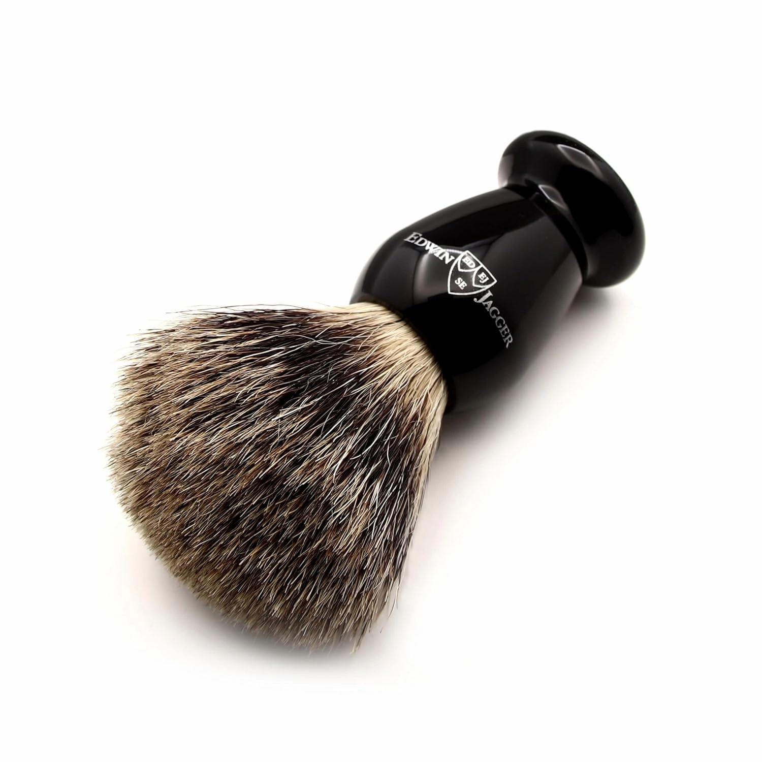 Edwin Jagger 1EJ946SDS Classic Best Badger Hair Exfoliating Shaving Brush with Stand for Shaving Cream or Shaving Soap for Men and Women (Imitation Ebony)
