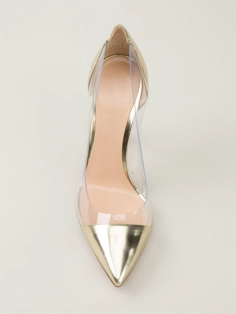 Eldof Womens High Heel Clear Pumps | 10cm Pointed Cap Toe Transparent PVC Stilettos | Wedding Dress Event Pumps Shoes