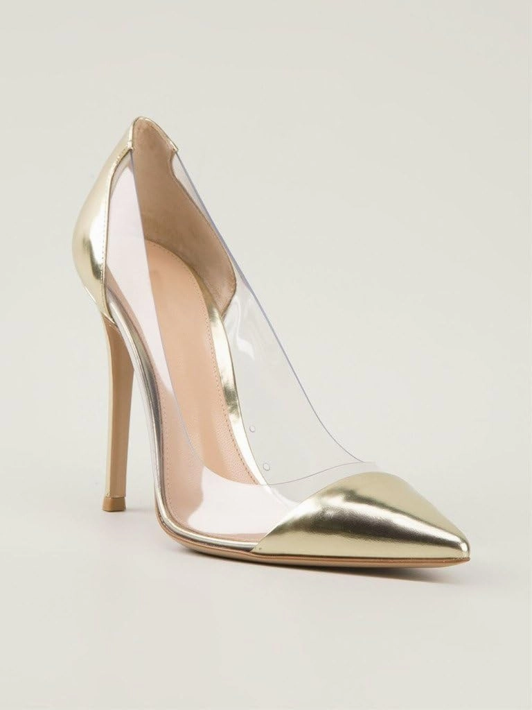 Eldof Womens High Heel Clear Pumps | 10cm Pointed Cap Toe Transparent PVC Stilettos | Wedding Dress Event Pumps Shoes