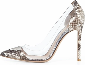 Eldof Womens High Heel Clear Pumps | 10cm Pointed Cap Toe Transparent PVC Stilettos | Wedding Dress Event Pumps Shoes