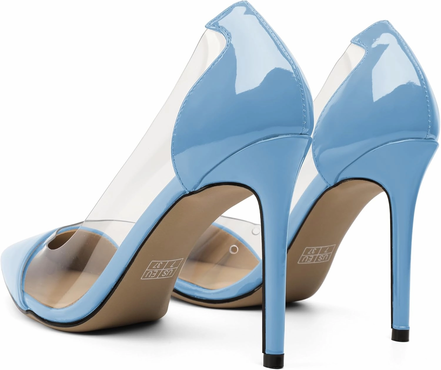 Eldof Womens High Heel Clear Pumps | 10cm Pointed Cap Toe Transparent PVC Stilettos | Wedding Dress Event Pumps Shoes