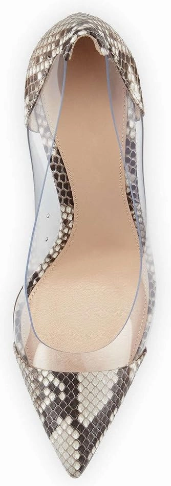 Eldof Womens High Heel Clear Pumps | 10cm Pointed Cap Toe Transparent PVC Stilettos | Wedding Dress Event Pumps Shoes
