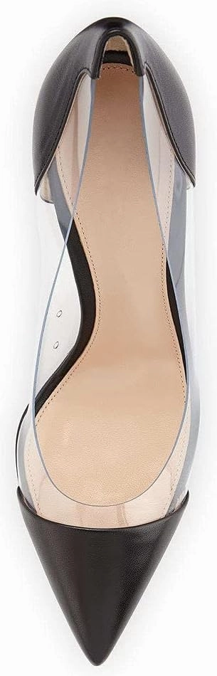 Eldof Womens High Heel Clear Pumps | 10cm Pointed Cap Toe Transparent PVC Stilettos | Wedding Dress Event Pumps Shoes